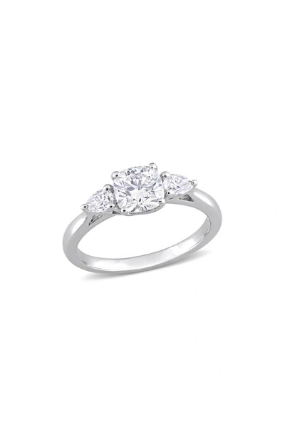 Delmar Cushion Cut & Pear Cut Moissanite Ring In White