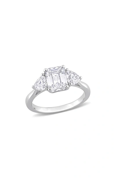 Delmar Octagon Cut & Trilliant Cut Moissanite Ring In White