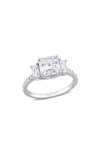 Delmar Octagon Cut & Asscher Cut Moissanite Ring In White