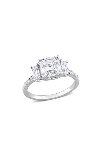 Delmar Octagon Cut & Asscher Cut Moissanite Ring In White