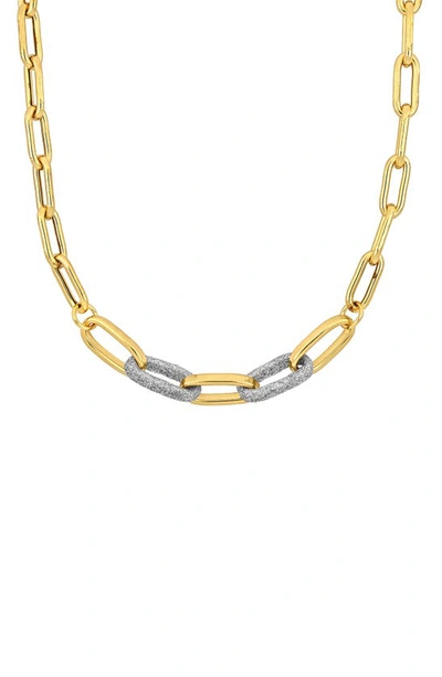 Delmar Contrast Enamel Oval Link Chain Necklace In Yellow