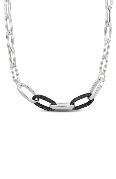 Delmar Contrast Enamel Oval Link Chain Necklace In Metallic