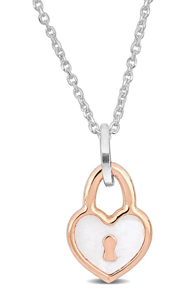 Delmar Enamel Heart Locket Pendant Necklace In Rose