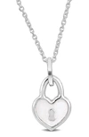 Delmar Enamel Heart Locket Pendant Necklace In Silver