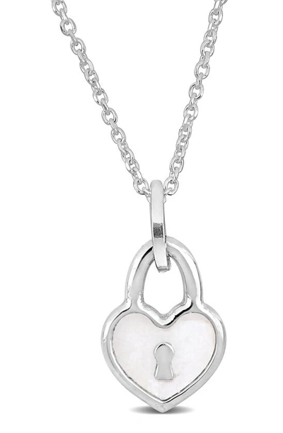 Delmar Enamel Heart Locket Pendant Necklace In Silver