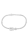 Delmar Sterling Silver Lock & Key Curb Chain Bracelet In Silver