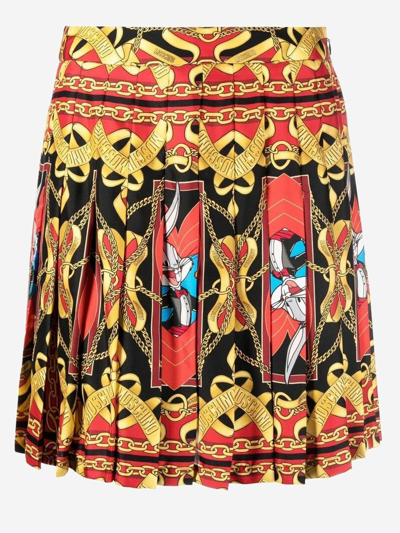 Moschino Bugs Bunny Pleated Skirt In Multicolor