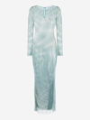 Self-portrait Fishnet Maxi Dress In Green