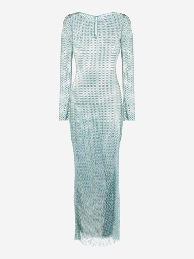 Self-portrait Fishnet Maxi Dress In Green