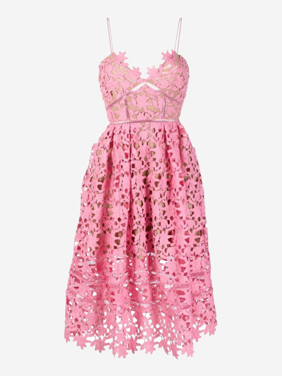 Self-portrait Pink Azalea Lace Midi Dress