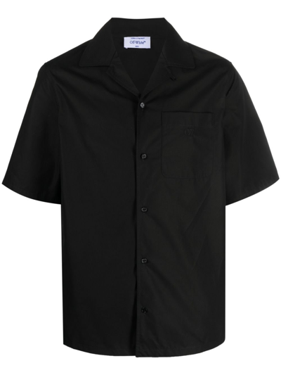 Off-white Graphic-print Short-sleeve Cotton Shirt In Black