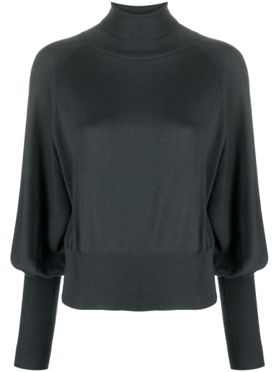 Fabiana Filippi Bishop-sleeved Fine-knit Jumper In Grau