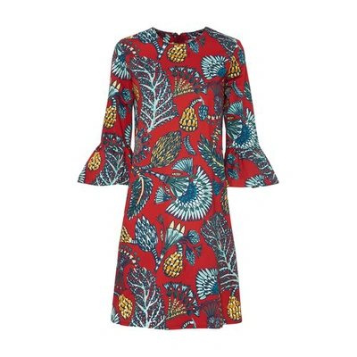 La Doublej 24/7 Floral-print Minidress In Sicomore_red