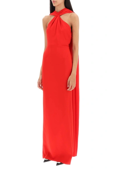 Roland Mouret Caped Cady Maxi Dress In Red