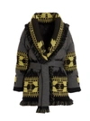 Alanui Icon Belted Fringed Quilted Wool-jacquard Down Jacket
