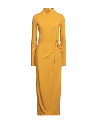 Ottod'ame Woman Midi Dress Ocher Size 8 Viscose, Elastane In Yellow