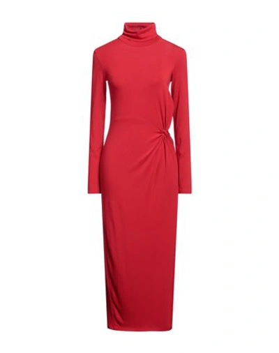 Ottod'ame Woman Midi Dress Red Size 10 Viscose, Elastane