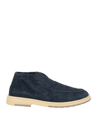 Andrea Ventura Firenze Man Ankle Boots Navy Blue Size 11 Soft Leather In Navy Blue