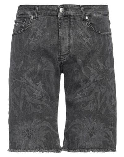 John Richmond Man Denim Shorts Steel Grey Size 32 Cotton, Elastane