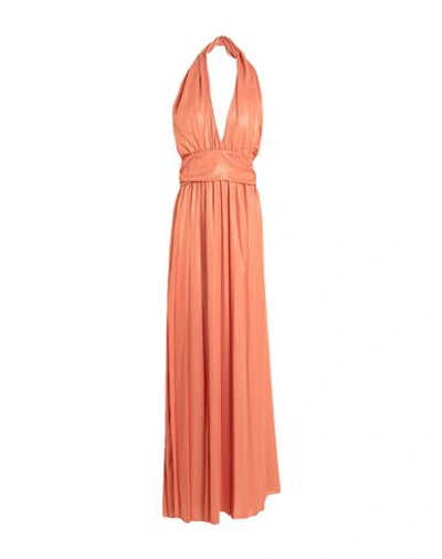 Pinko Woman Long Dress Orange Size 10 Polyester