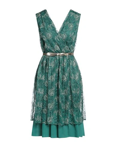 Pennyblack Woman Midi Dress Green Size 10 Polyester, Metallic Fiber In Green