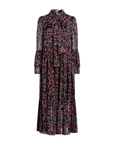 Silvian Heach Woman Midi Dress Brick Red Size 12 Polyester