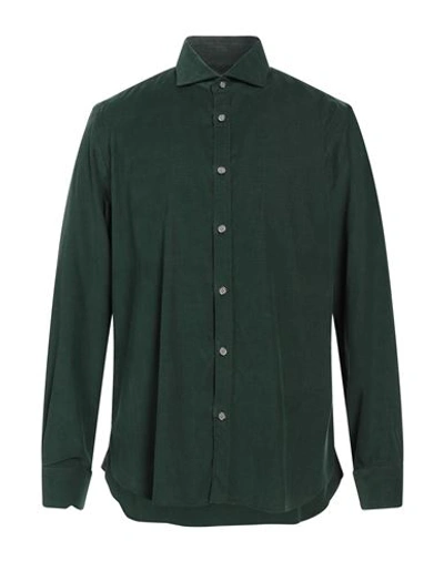 Borsa Man Shirt Dark Green Size 15 Cotton
