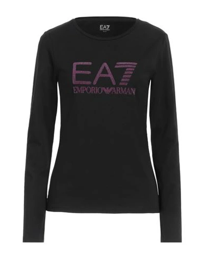 Ea7 Woman T-shirt Black Size Xs Cotton, Elastane