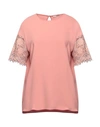 Agnona Woman Top Salmon Pink Size 8 Viscose, Elastane, Cotton, Polyester In Pink