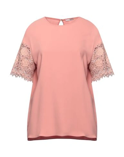 Agnona Woman Top Salmon Pink Size 4 Viscose, Elastane, Cotton, Polyester