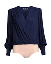 Elisabetta Franchi Woman Blouse Navy Blue Size 6 Viscose In Navy Blue