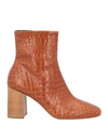Anaki Woman Ankle Boots Tan Size 11 Bovine Leather In Brown