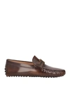 Tod's Men's Logo Leather Driving Loafers In Cognac
