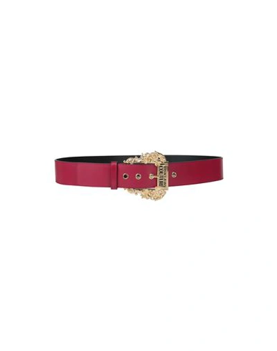 Versace Jeans Couture Woman Belt Garnet Size 42 Calfskin In Red