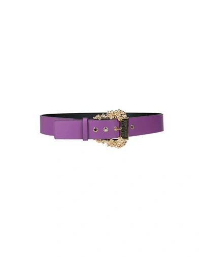 Versace Jeans Couture Woman Belt Purple Size 38 Calfskin In Purple