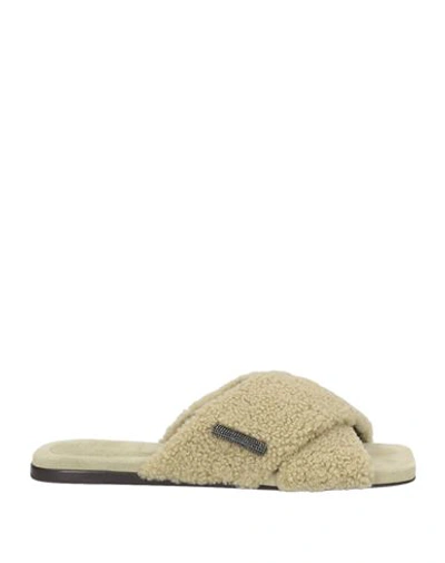 Brunello Cucinelli Woman Sandals Sage Green Size 9 Soft Leather In Sage Green