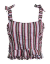 Cotazur Woman Top Red Size L Polyester, Cotton, Linen In Red