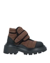 Plan C Woman Ankle Boots Brown Size 8 Textile Fibers, Soft Leather In Brown