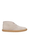 Tod's Man Ankle Boots Sand Size 9 Soft Leather In Grey