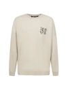 PALM ANGELS LINEN AND COTTON SWEATSHIRT WITH EMBROIDERED MONOGRAM