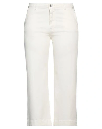 Take-two Woman Pants Cream Size 32 Cotton, Elastane In White