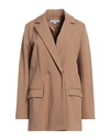 European Culture Woman Blazer Camel Size S Viscose, Polyamide, Elastane, Cotton In Beige