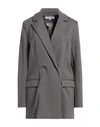 European Culture Woman Blazer Lead Size L Viscose, Polyamide, Elastane, Cotton In Grey