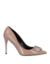 Bruglia Woman Pumps Blush Size 11 Soft Leather In Pink