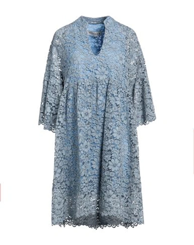 Shirtaporter Woman Mini Dress Sky Blue Size 10 Cotton, Viscose, Polyamide