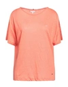 TOMMY HILFIGER TOMMY HILFIGER WOMAN T-SHIRT SALMON PINK SIZE S LINEN