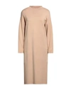O'dan Li Woman Midi Dress Camel Size S/m Viscose, Polyamide, Elastane In Beige
