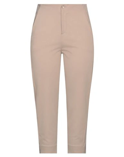 European Culture Woman Pants Beige Size 31 Viscose, Polyamide, Polyester, Cotton, Elastane