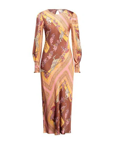 Ottod'ame Woman Maxi Dress Camel Size 10 Viscose In Beige