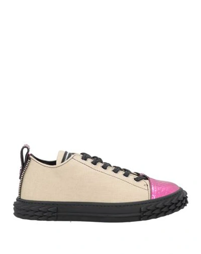 Giuseppe Zanotti Woman Sneakers Beige Size 6.5 Soft Leather, Textile Fibers
